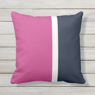 Pink Navy White Modern Stripe Cushion