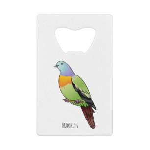 Pink-necked green pigeon bird cartoon illustration