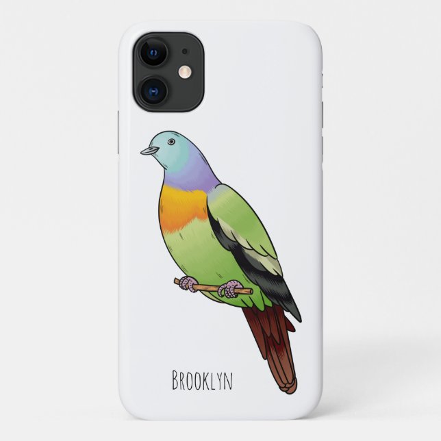 Pink-necked green pigeon bird cartoon illustration Case-Mate iPhone case (Back)
