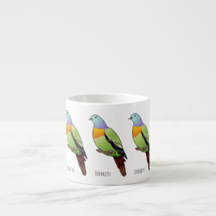 Pink-necked green pigeon bird cartoon illustration espresso cup