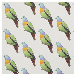 Pink-necked green pigeon bird cartoon illustration fabric