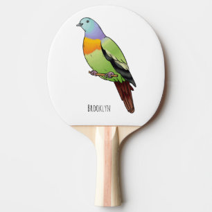 Pink-necked green pigeon bird cartoon illustration ping pong paddle