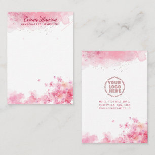 Pink Necklace Earrings Abstract gold Display Card