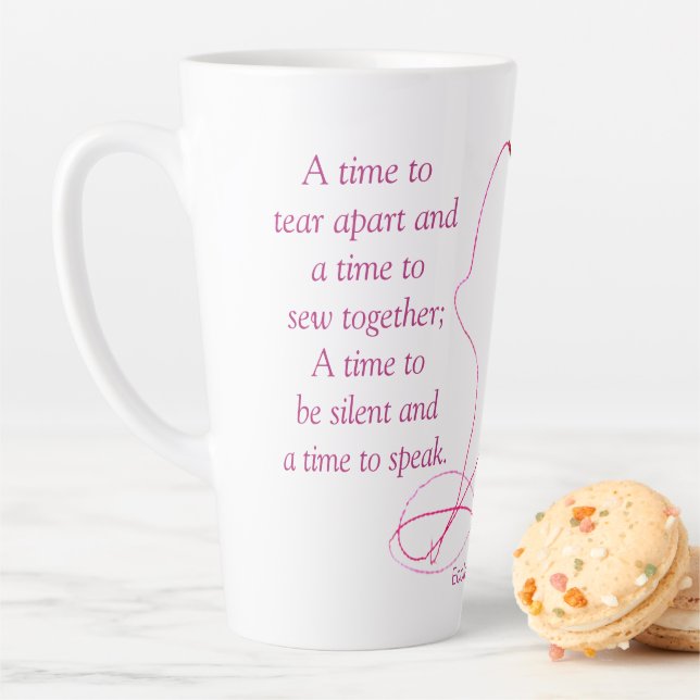 Pink Needle and Thread with Bible Verse Latte Mug (In Situ)