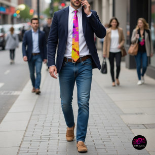 Pink Neon Abstract Paint Splash Tie