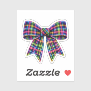 Pink Neon Bow Tartan Ribbon Scottish Cute