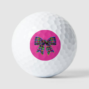 Pink Neon Bow Tartan Ribbon Scottish Cute Golf Balls