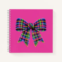 Pink Neon Bow Tartan Ribbon Scottish Cute