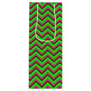 Pink-Neon-Brown Coll.-CHEVRON 07-WINE GIFT BAG