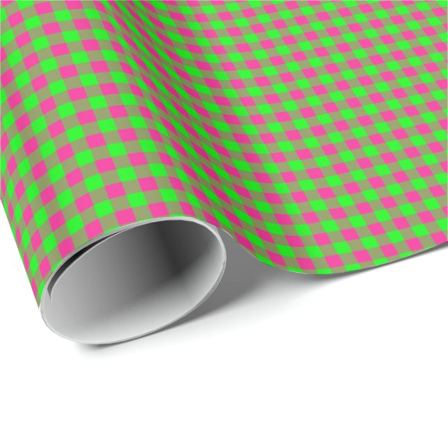 Pink-Neon-Brown-Coll-GINGHAM-06-GIFT WRAP PAPER (Roll Corner)