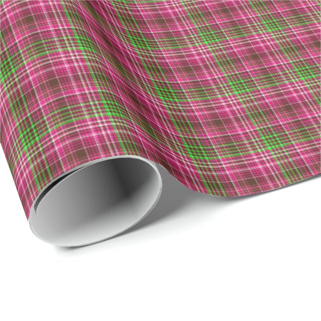 Pink-Neon-Brown-Coll-PLAID-01-GIFT WRAP PAPER (Roll Corner)