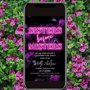 Pink Neon Galentine's Day Invitation