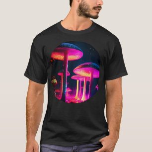 Pink neon glowing mushrooms T-Shirt