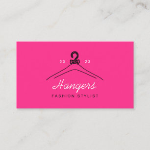 Pink Neon Hanger Fashion Stylist Business Card
