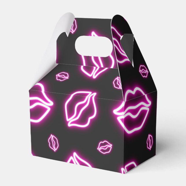 Pink Neon Kiss Favour Box (Front Side)