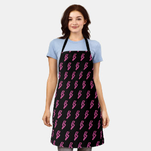 Pink Neon Lightning Bolt Pattern Apron