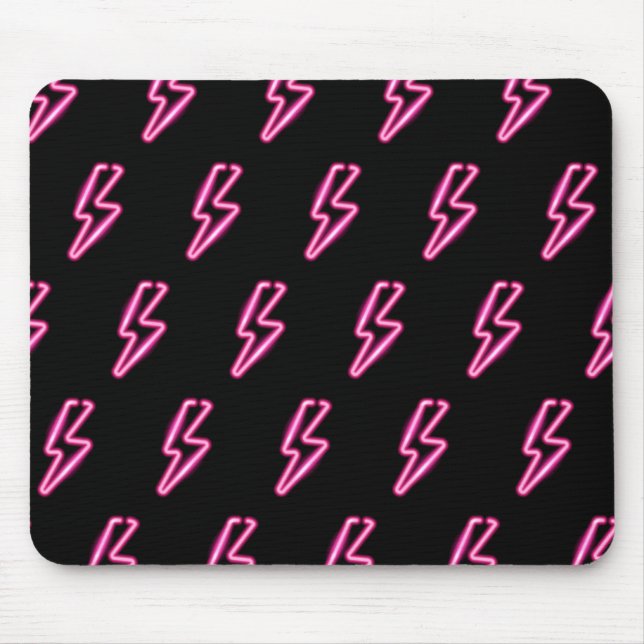 Pink Neon Lightning Bolt Pattern Mouse Pad (Front)