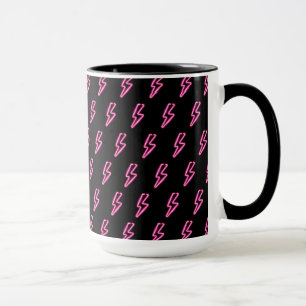 Pink Neon Lightning Bolt Pattern Mug