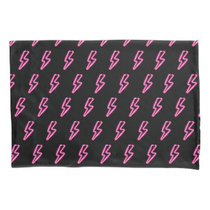 Pink Neon Lightning Bolt Pattern Pillowcase