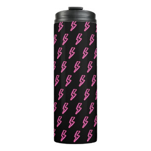 Pink Neon Lightning Bolt Pattern Thermal Tumbler