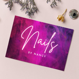 Pink Neon Nail Artist Nail Tech Business Card