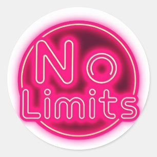 Pink Neon "No Limits" Aesthetic Round Sticker