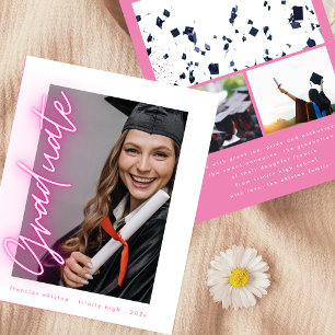 Pink Neon Photo High School Cheap Graduation