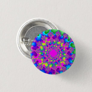 Pink Neon Rainbow Eye 3 Cm Round Badge