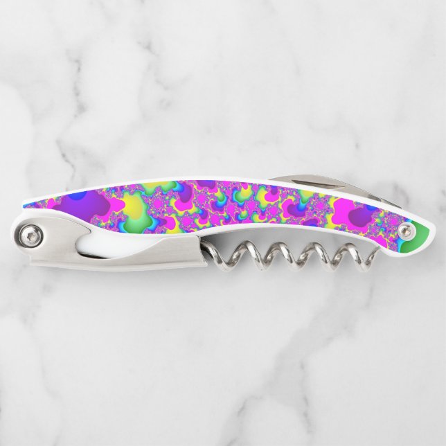 Pink Neon Rainbow Eye Corkscrew (Front)