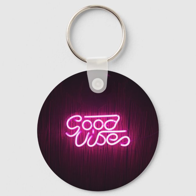 pink neon sign keychain (Front)