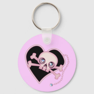 Pink Neon Skull Key Ring