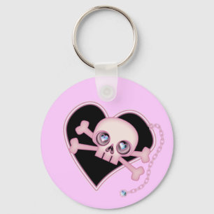 Pink Neon Skull Key Ring