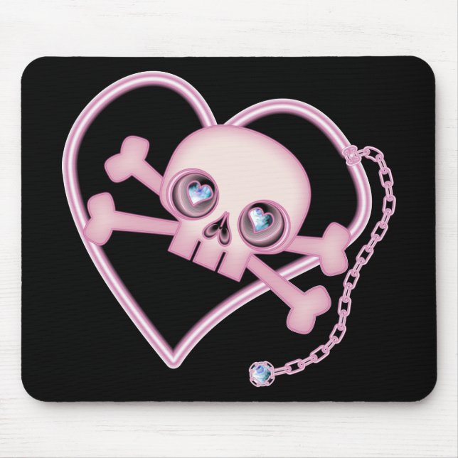 Pink Neon Skull Mouse Pad (Front)