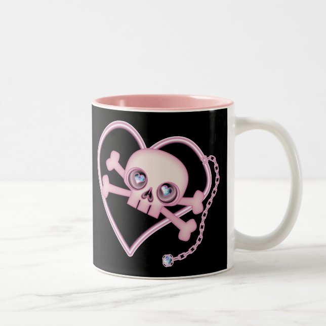 Pink Neon Skull Two-Tone Coffee Mug (Right)