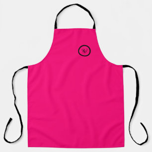Pink Neon Solid Colour Monogram Modern Trendy Apron
