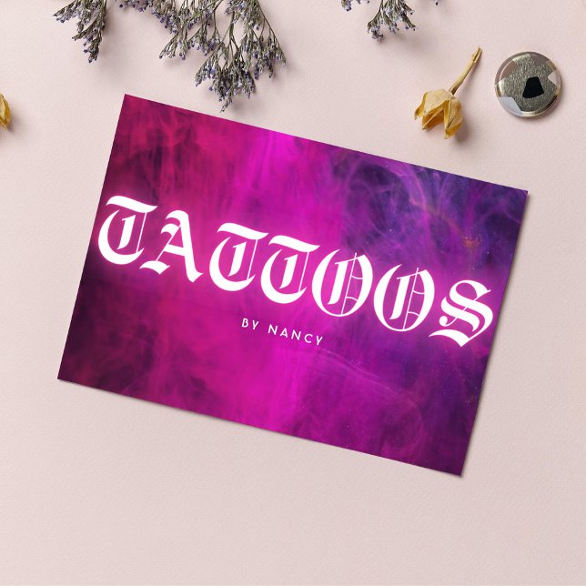 Pink Neon Tattoo Artist Business Card (Creator Uploaded)