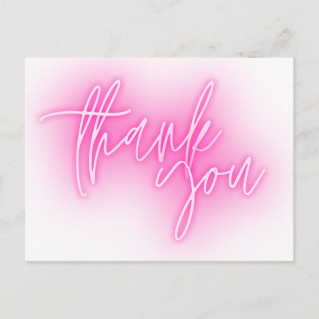 Pink Neon Thank You Sign Trendy Postcard (Front)