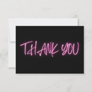 Pink Neon Thank You Trendy Card