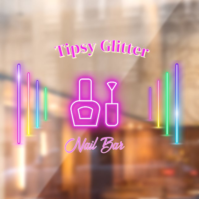 Pink Neon Trendy Glow-Inspired Nail Studio Bar  (Sheet 2)