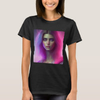 Pink Neon Vibrant Woman Purple Hair Look Wavy Colo