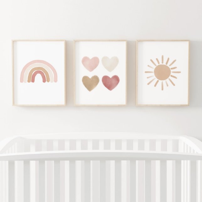 Pink Neutral Rainbow Hearts Sun Girl Nursery (Creator Uploaded)