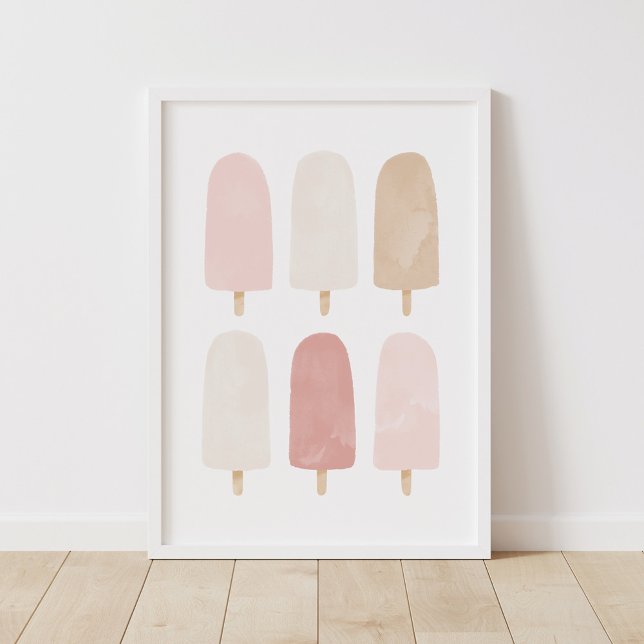 Pink Neutral Watercolor Popsicle Girls Room Poster (Creator Uploaded)