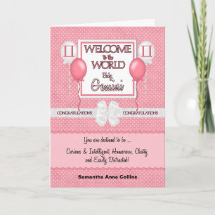 Pink New Baby Girl Gemini Congratulations Card