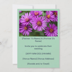 Pink New England Asters Wedding Invitation