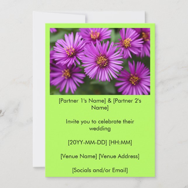 Pink New England Asters Wedding Invitation (Front)