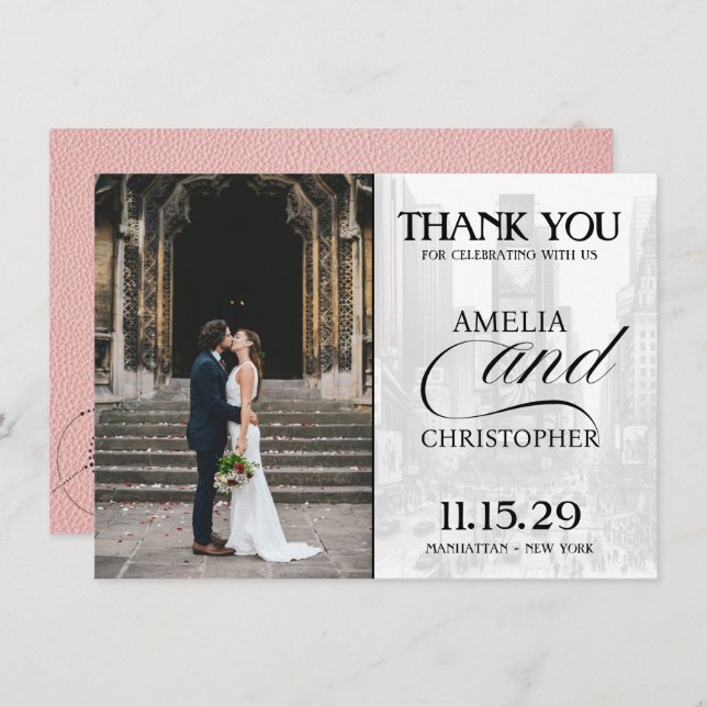 Pink New York City Passport Thank You Card (Front/Back)