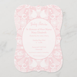 Pink New Zealand Tribal Designs Baby Shower Invitation