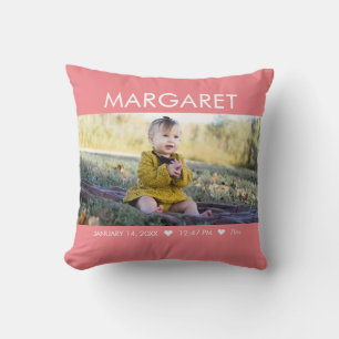 Pink Newborn Baby Photo Keepsake Cushion