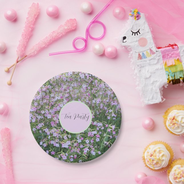 Pink Nicotiana Floral Tea Party Paper Plate (Party)