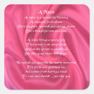Pink - Niece Poem Square Sticker